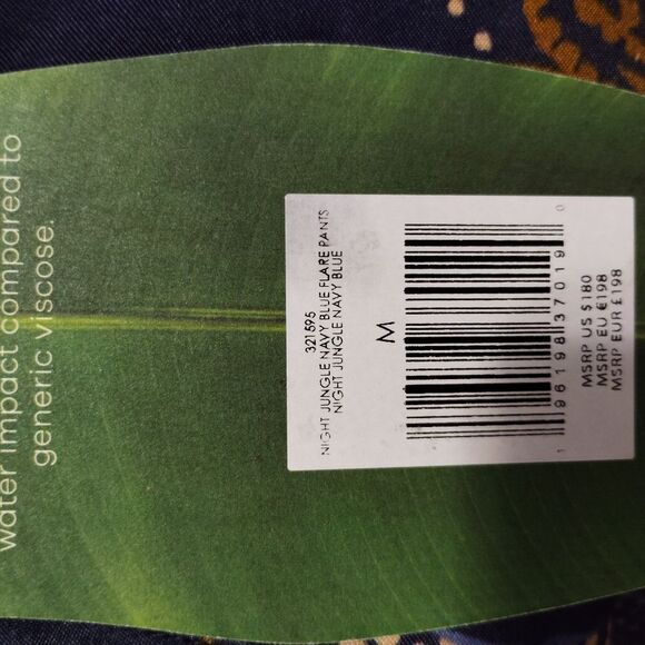 Farm Rio X Anthropologie Night Jungle Flare Pants Boho Flowy Silky SZ M - Picture 11 of 11